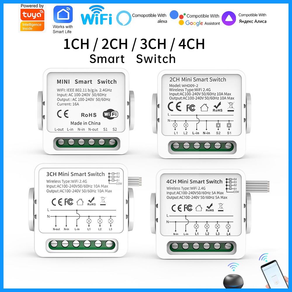Smart Home Security - Tuya WiFi Smart Switch 1/2/3/4 Gang