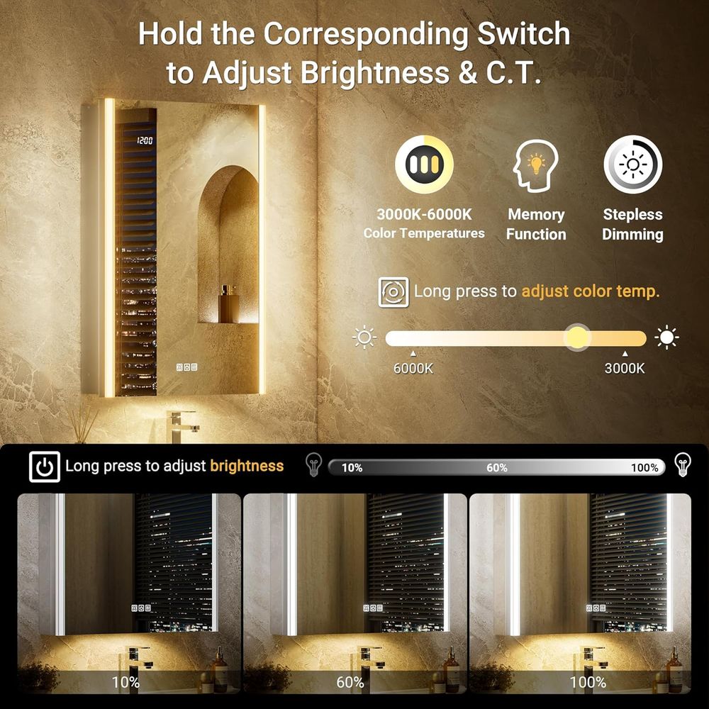 20x32 Lighted Medicine Cabinet - đánh giá và giá Smart Night Light