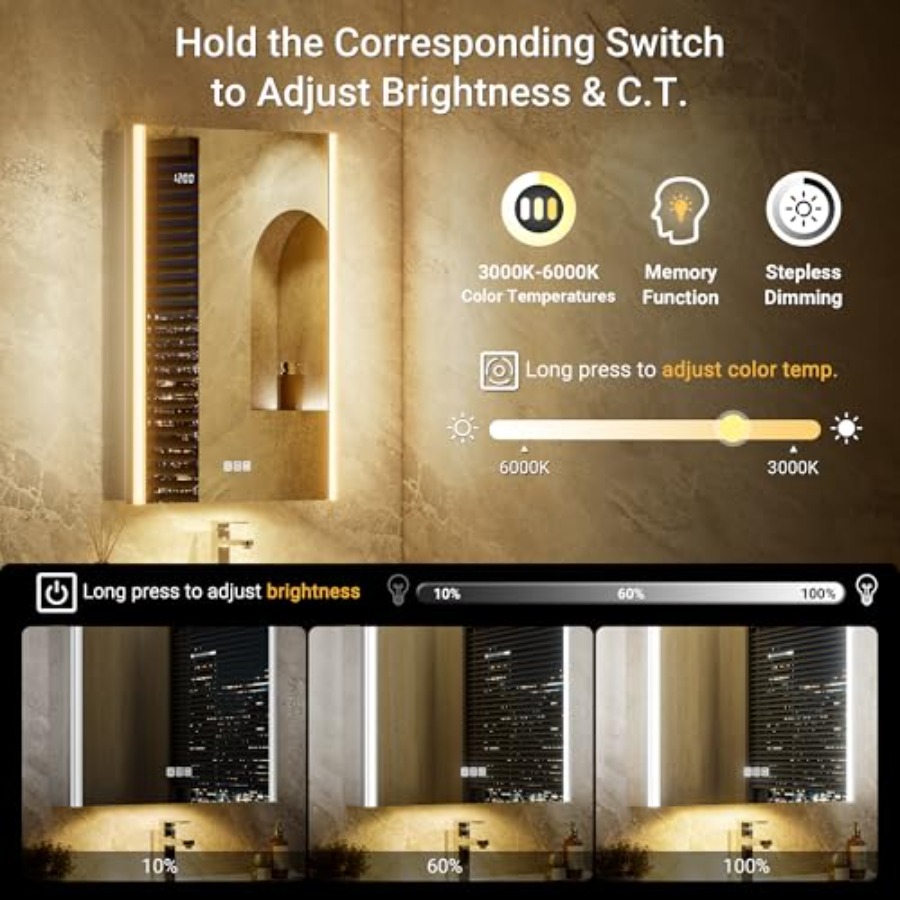 Bathroom medicine cabinet mirr - đánh giá và giá Smart Night Light