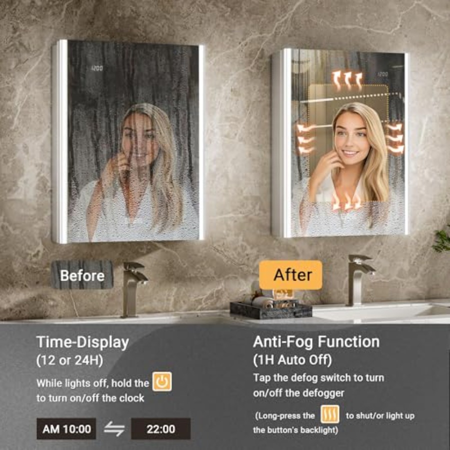 Bathroom medicine cabinet mirr - đánh giá và giá Smart Night Light