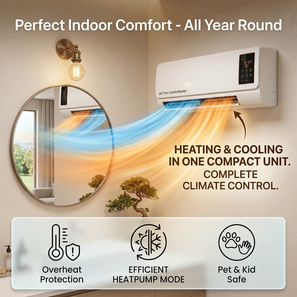 1800W Wall Mounted Air Conditi - đánh giá và giá Smart Bathroom Fan